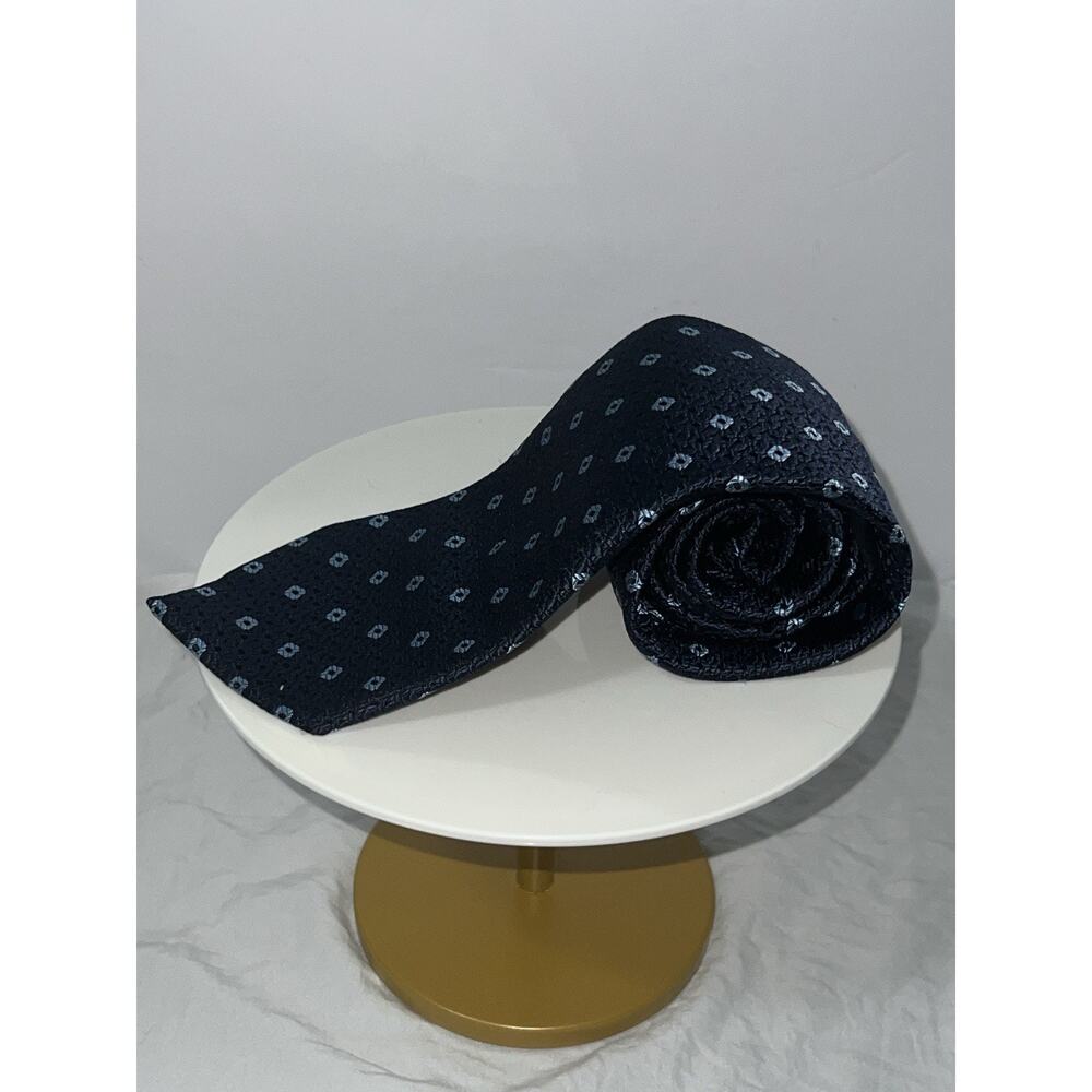 Ermenegildo Zegna Blue Flower Medallion Geometric 100% Silk Tie 3.5 x 58